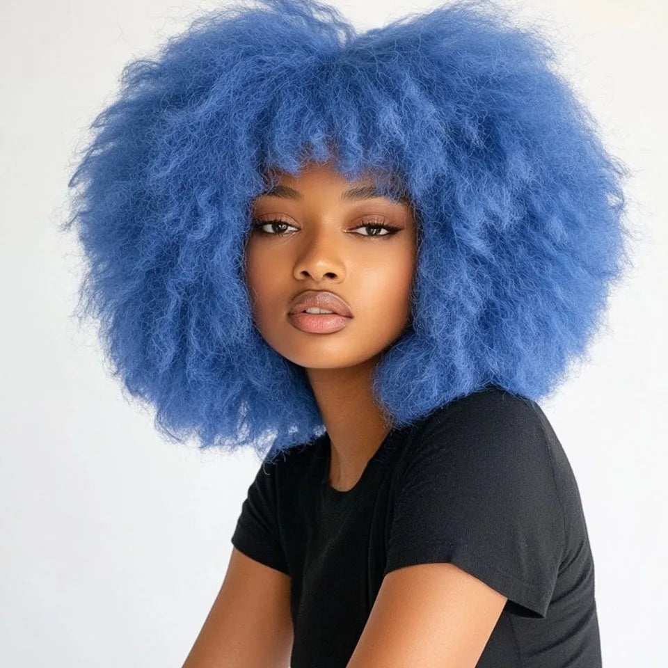 Pale Pink Afro Wigs Premium Synthetic Afro Wig Short Curly