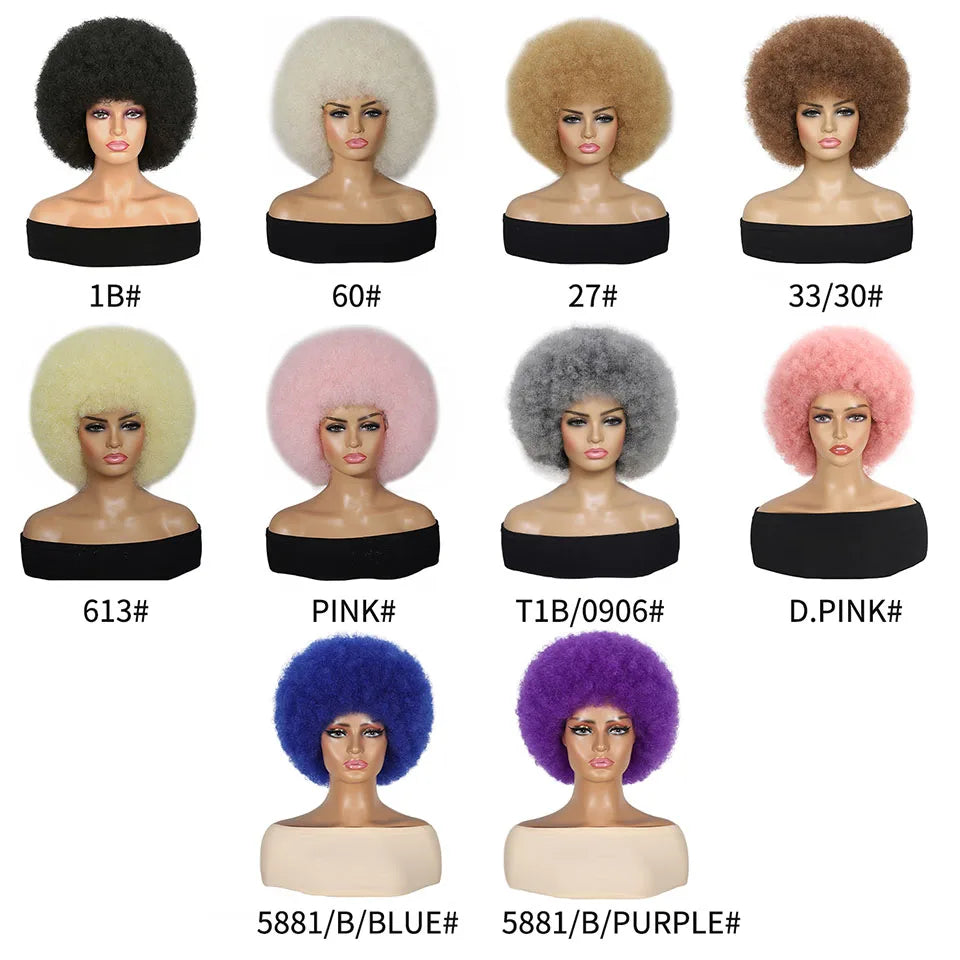 Pale Pink Afro Wigs Premium Synthetic Afro Wig Short Curly