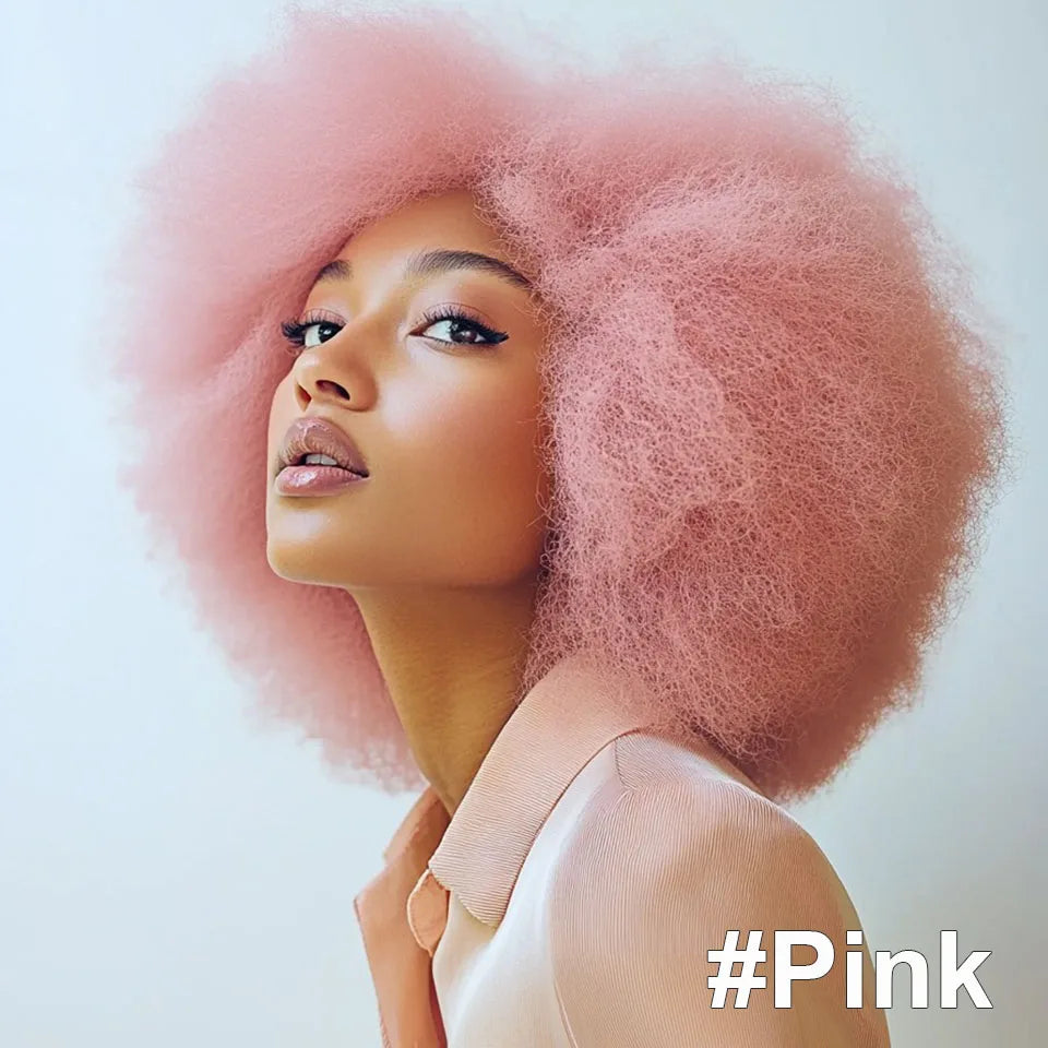 Pale Pink Afro Wigs Premium Synthetic Afro Wig Short Curly