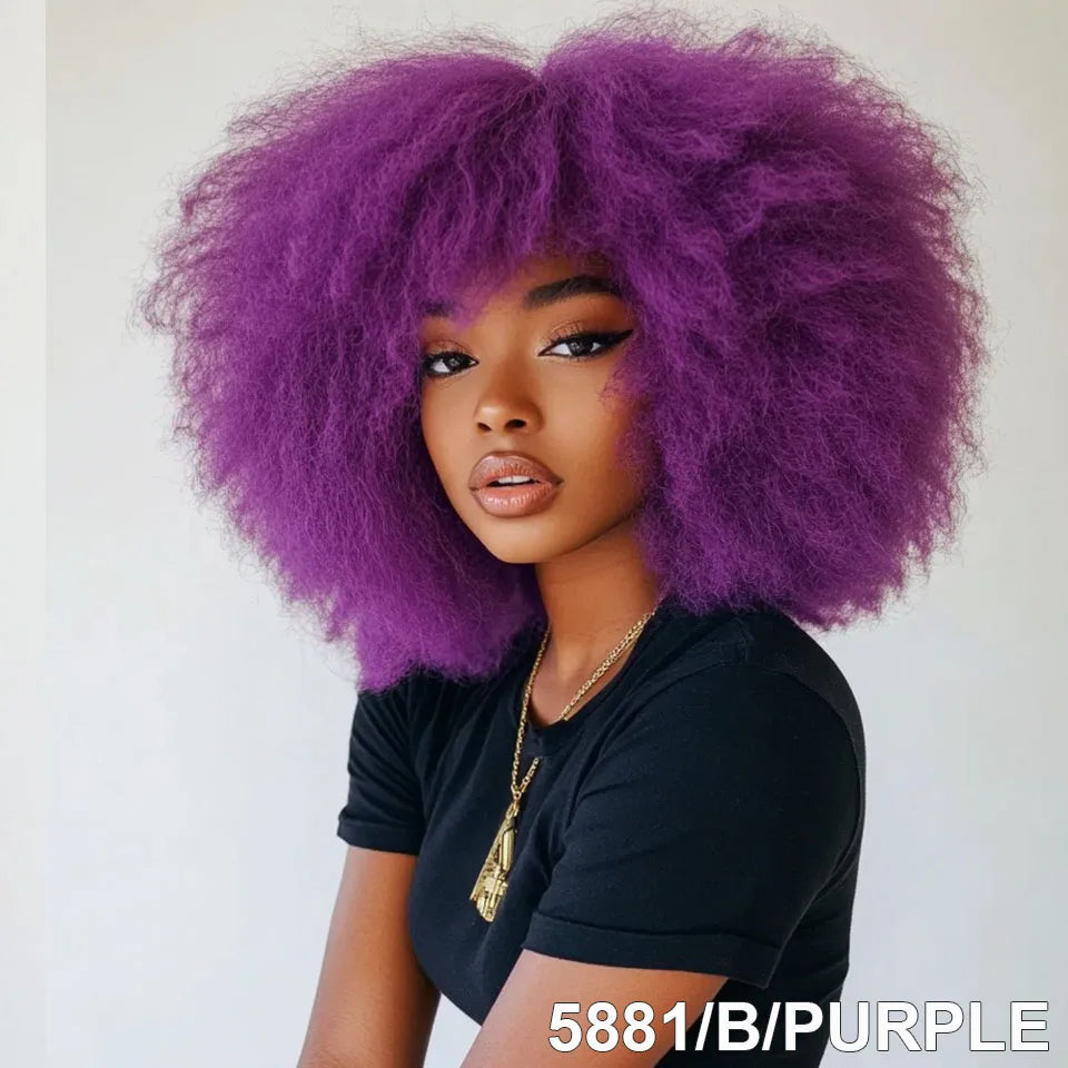 Pale Pink Afro Wigs Premium Synthetic Afro Wig Short Curly