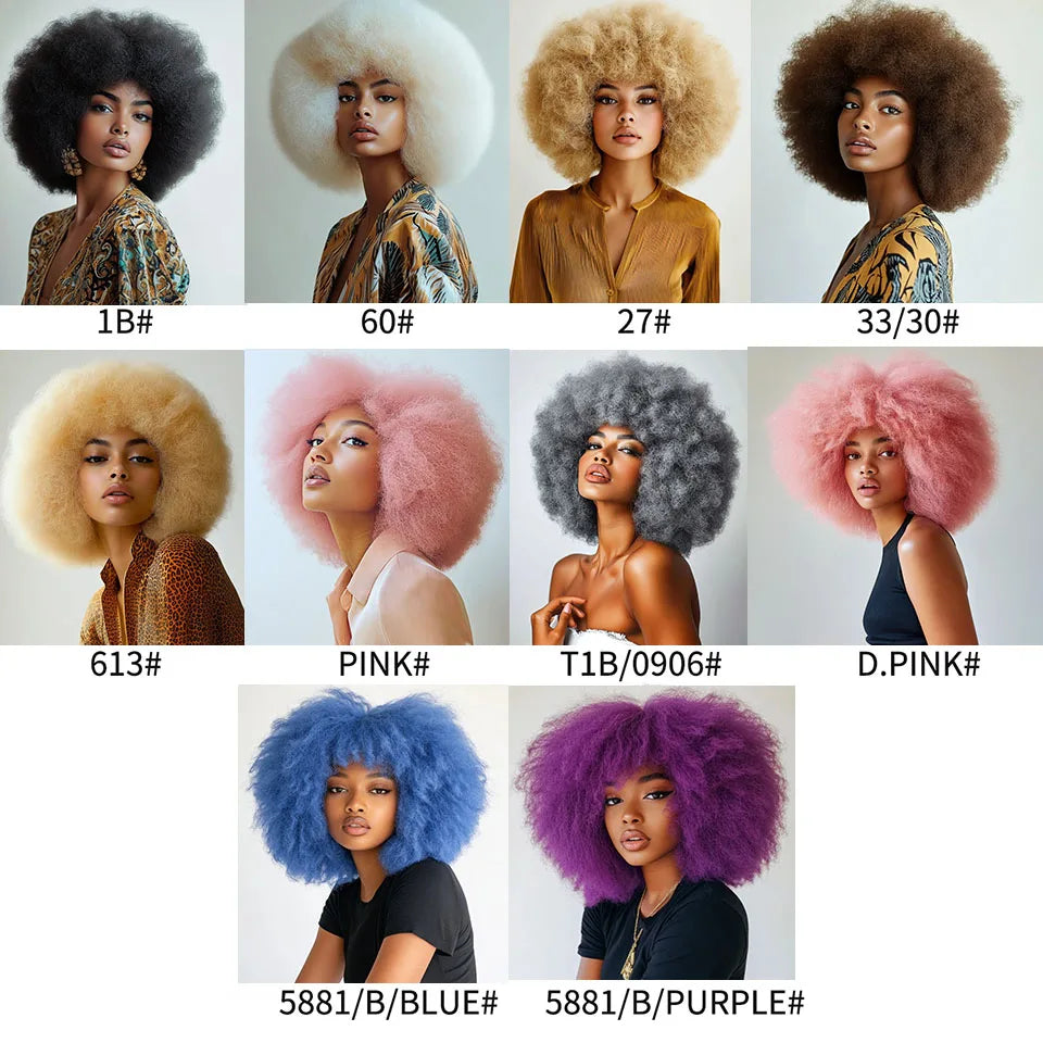 Pale Pink Afro Wigs Premium Synthetic Afro Wig Short Curly