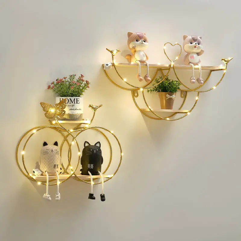 Luminous Wall Shelf Organizers Storage Living Room Bedroom Shelves Wall Decoration Hanging Display Stand Racks Home Decor