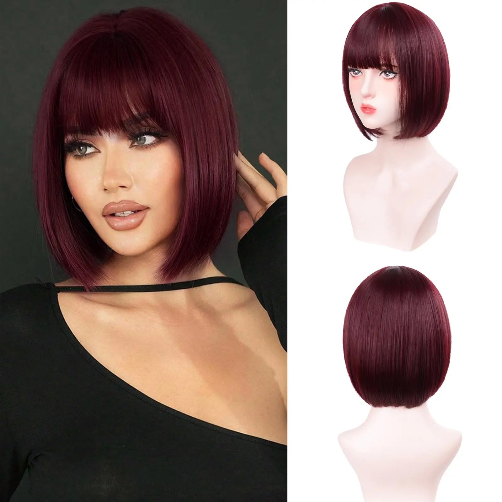 Orange bob hairstyle synthetic wig