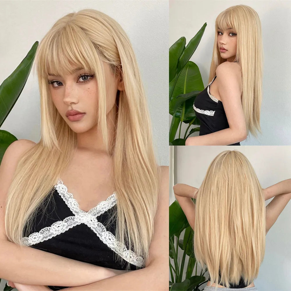 Light Wine Red Synthetic Wigs With Bangs