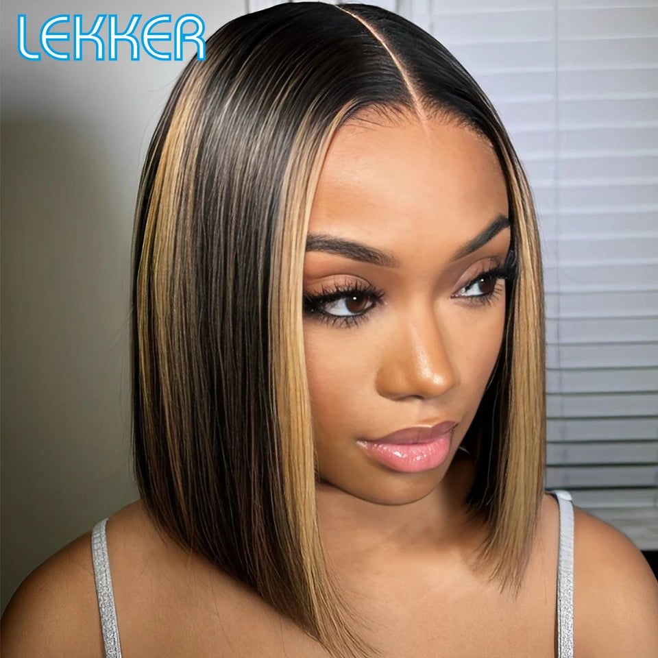 Lekker Highlight Brown Short Straight Bob