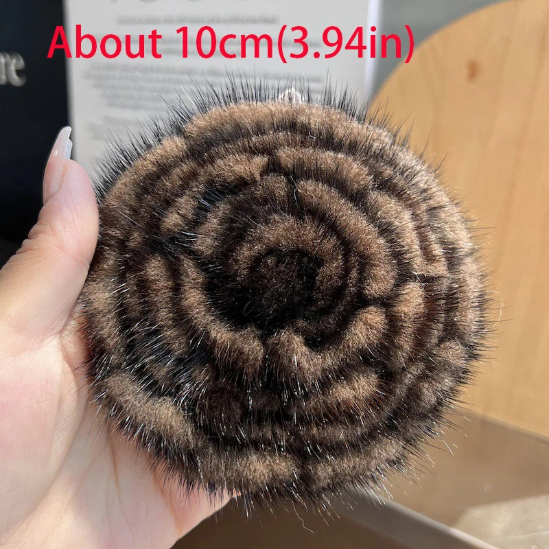Women's Scarf Decorative Real Mink Fur Brooch Clothes Accessories High-end Flower Brooch Sweater Pin