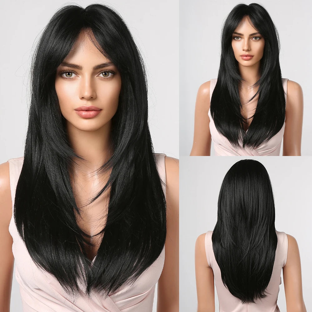 Light Wine Red Synthetic Wigs With Bangs
