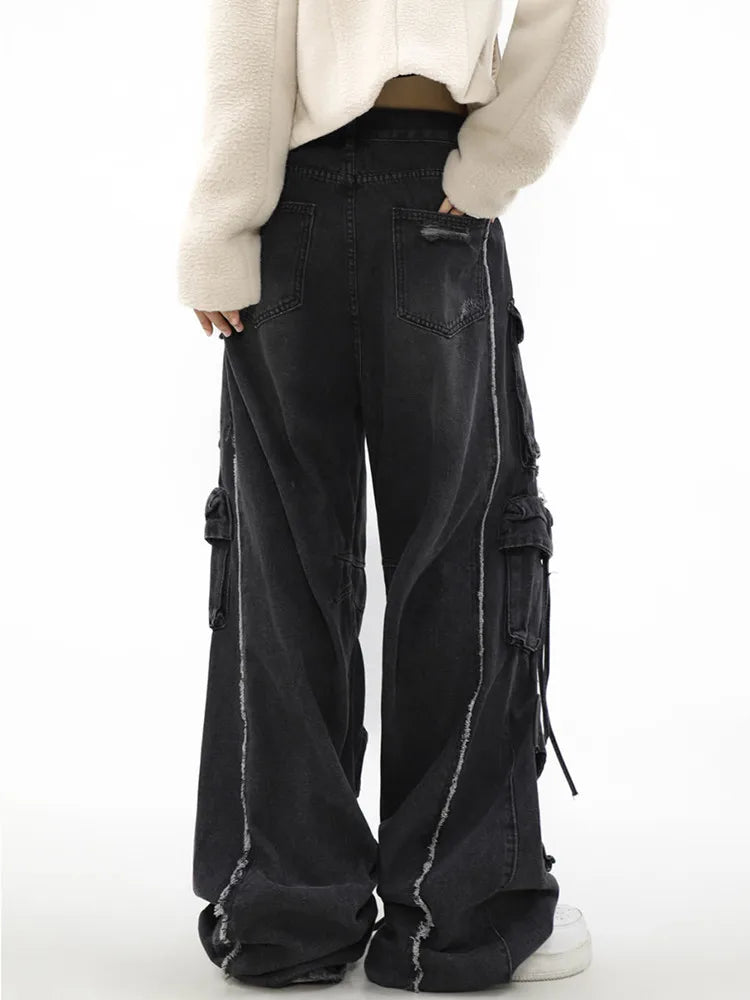 Trashy Y2K Streetwear Baggy Ripped Cargo Jeans