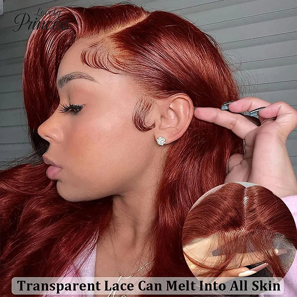 Reddish Brown Bone Straight Lace Front Human Hair Wig Brazilian