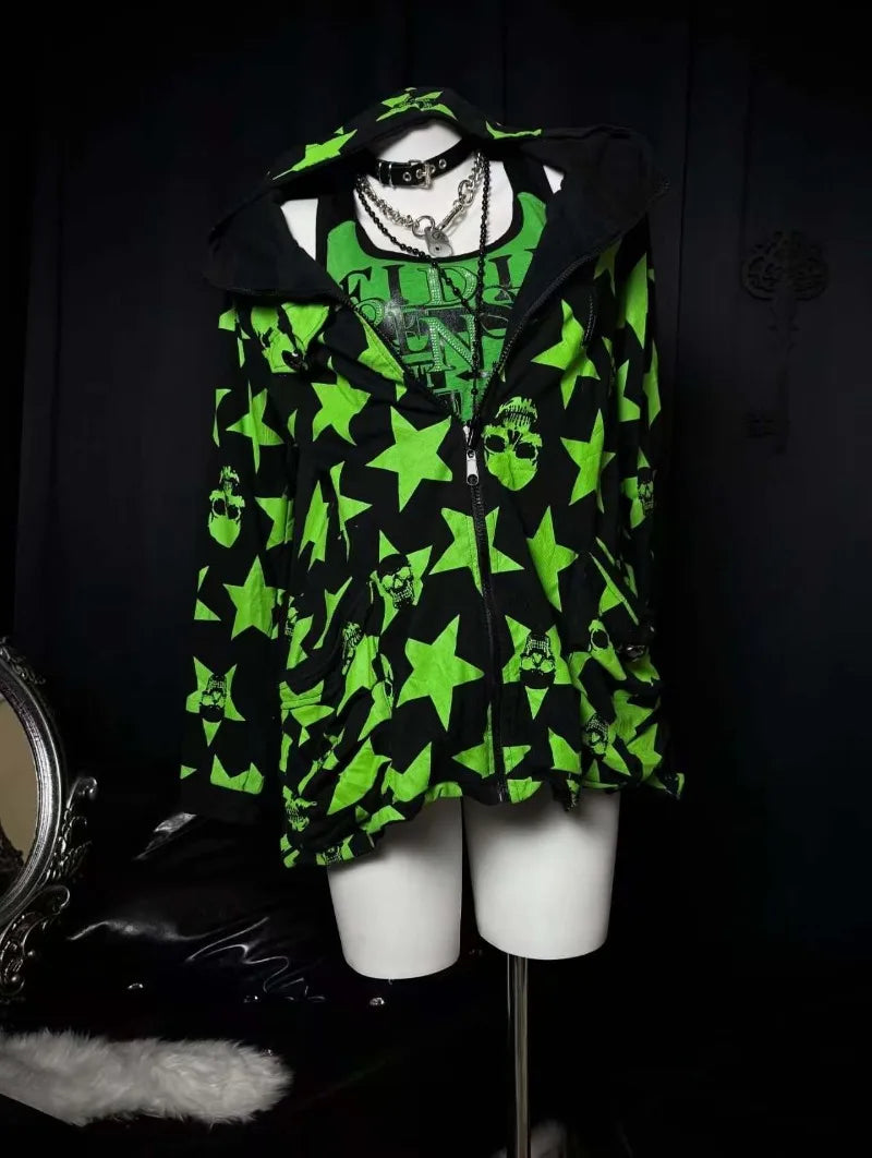 retro green Skull Star