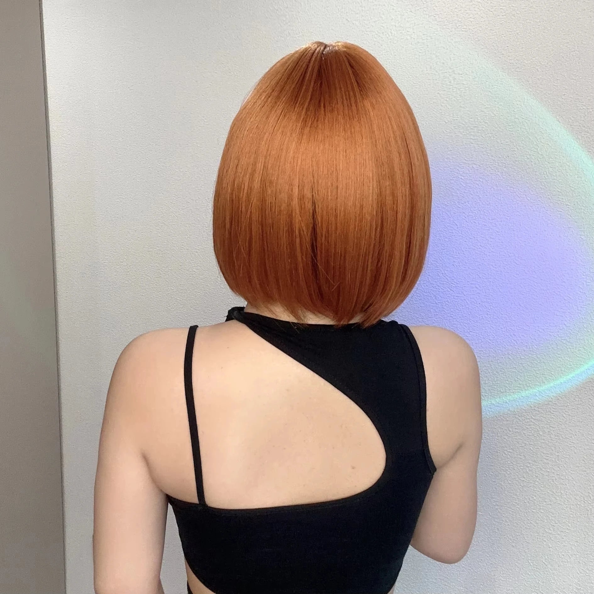 Orange bob hairstyle synthetic wig