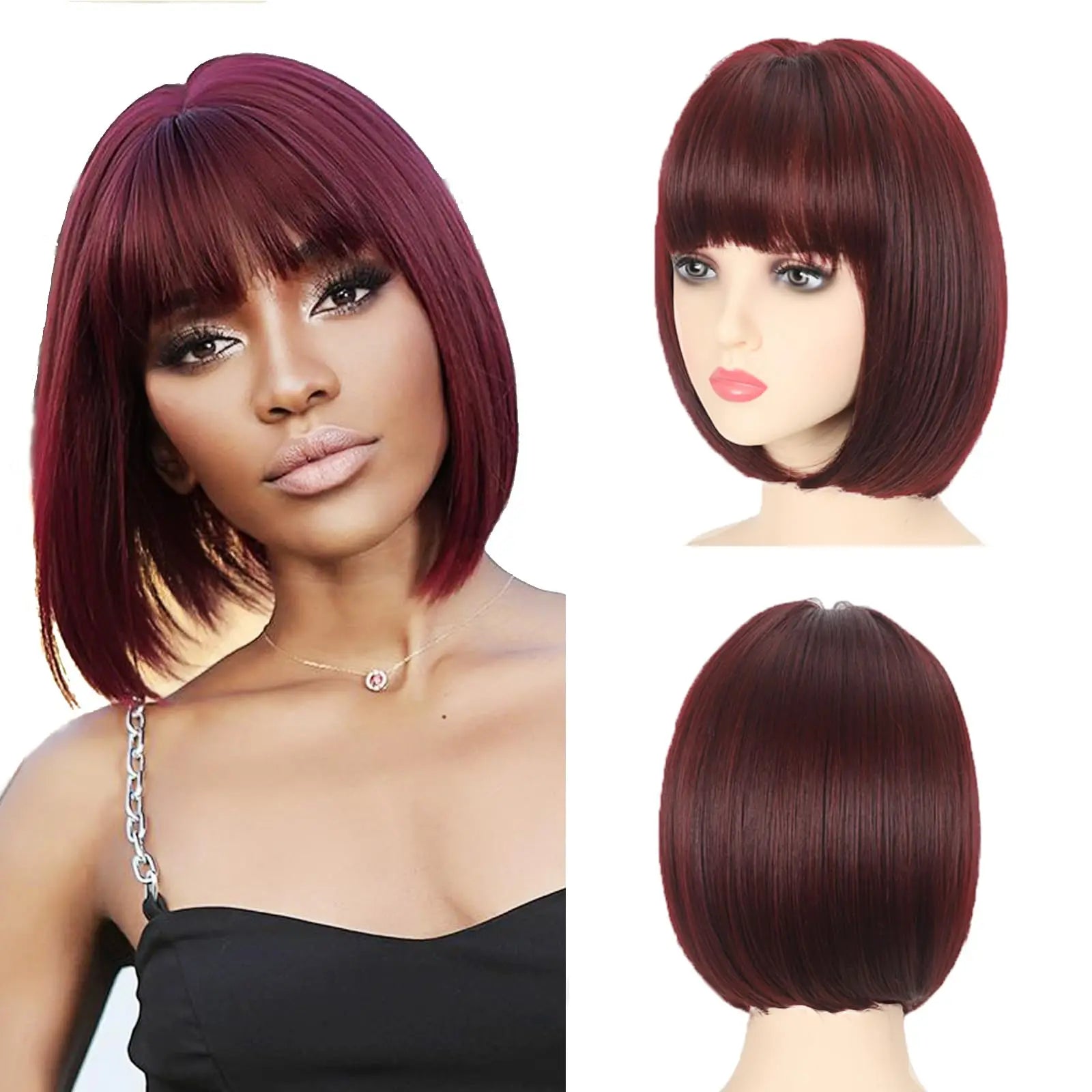 Orange bob hairstyle synthetic wig