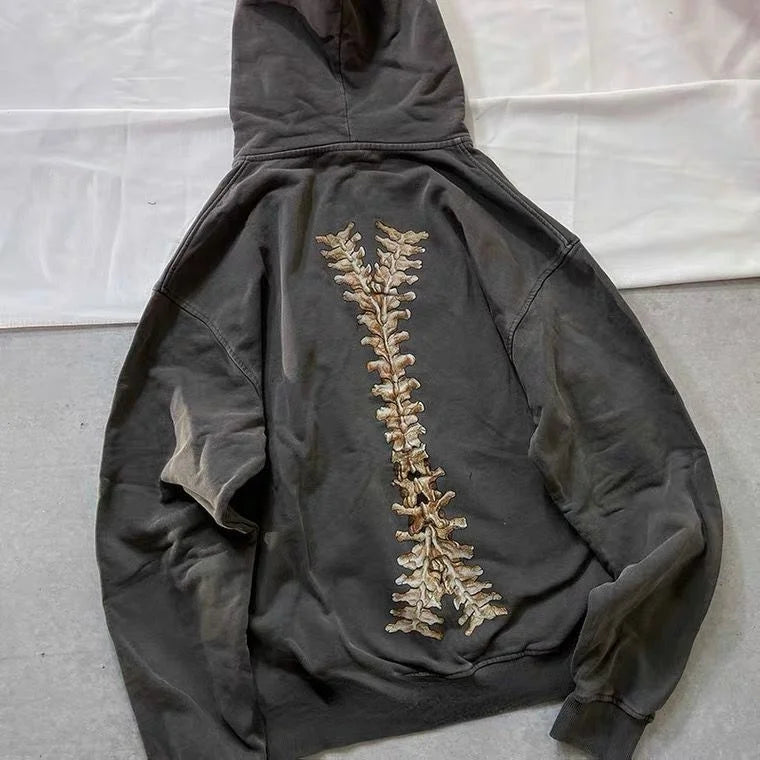 Skeleton Print Bones Zip Hoodie