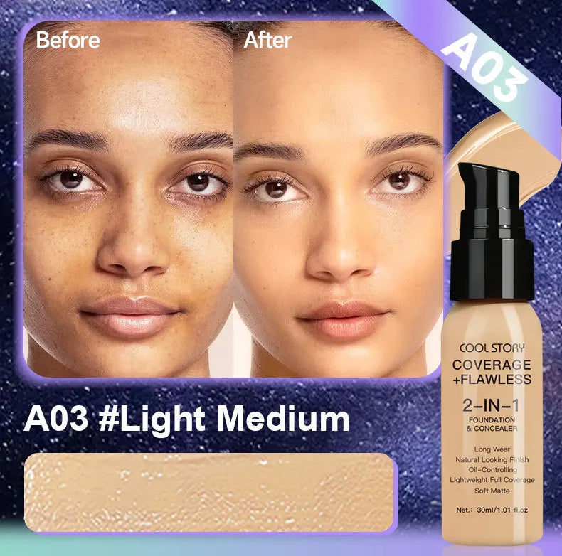 10 Shade Full Coverage Concealer Liquid Foundation makeup high coverage Base makeup  Foundation cream Natural Matte