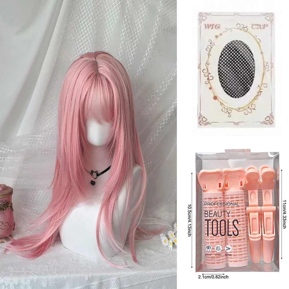 Cosplay Wig with Bangs Middle Long Straight Wig Lolita