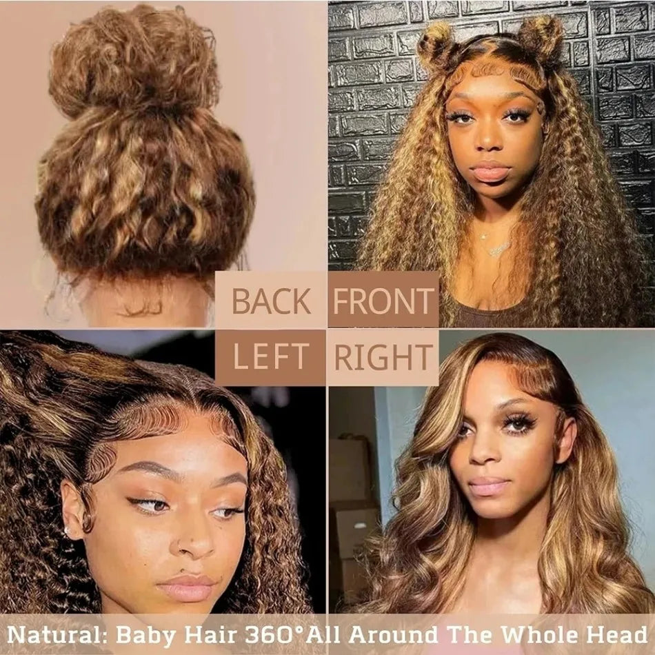Highlight 360 Full Lace Wig Human Hair Pre Plucked Hd Deep Wave