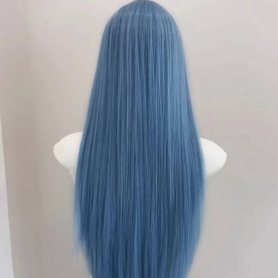 Fog Blue Medium Long Straight Hair