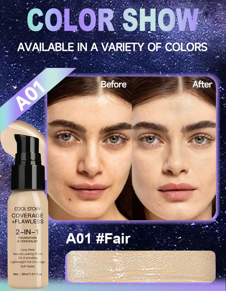 10 Shade Full Coverage Concealer Liquid Foundation makeup high coverage Base makeup  Foundation cream Natural Matte