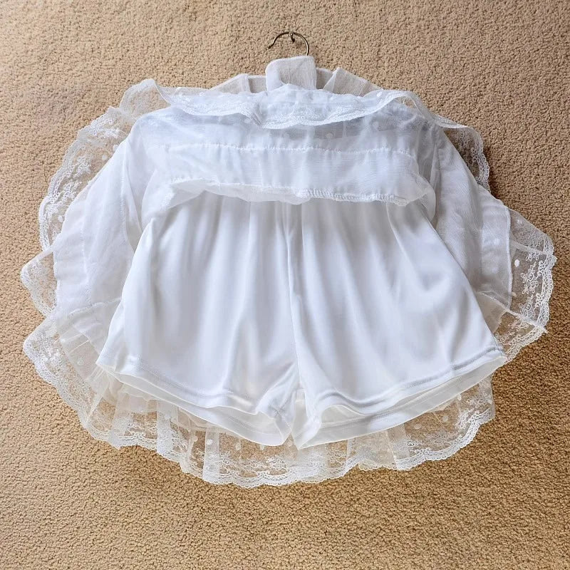 Short skirt white lace cake skirt