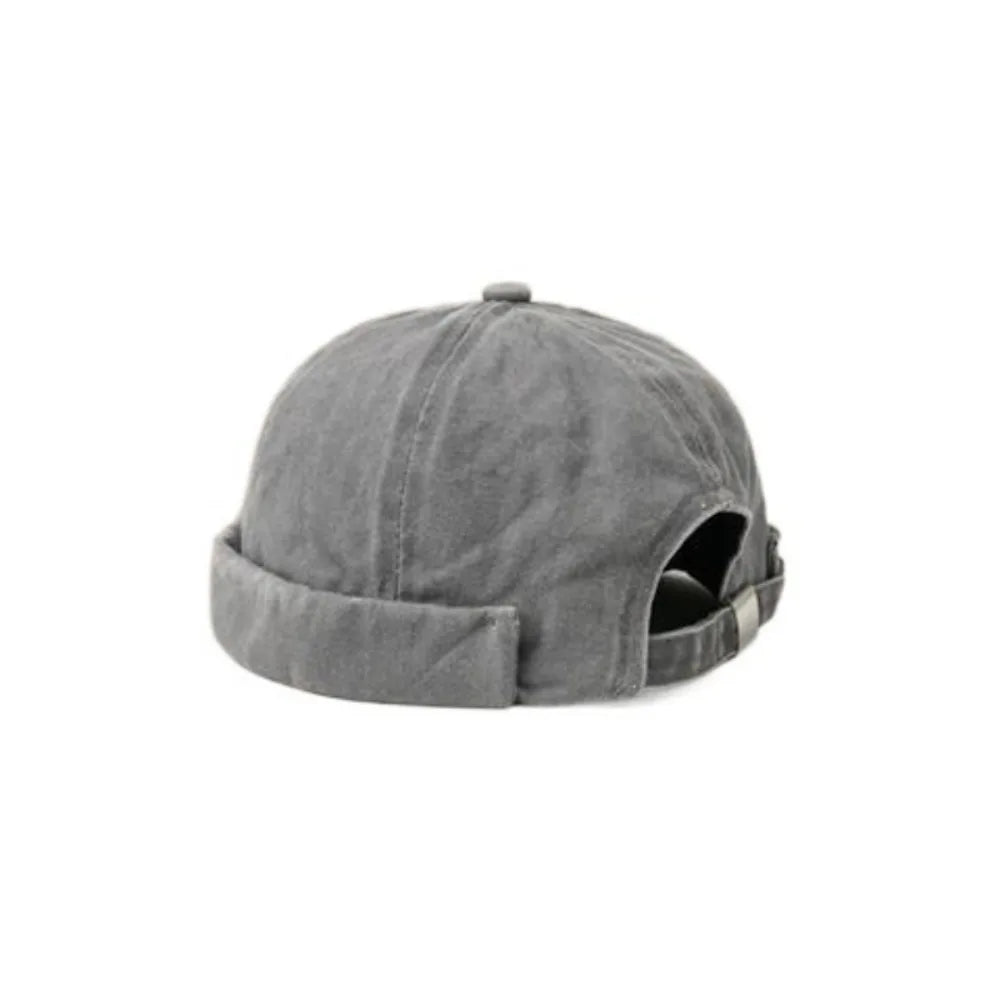 Washed Denim Brimless Cap Retro Vintage