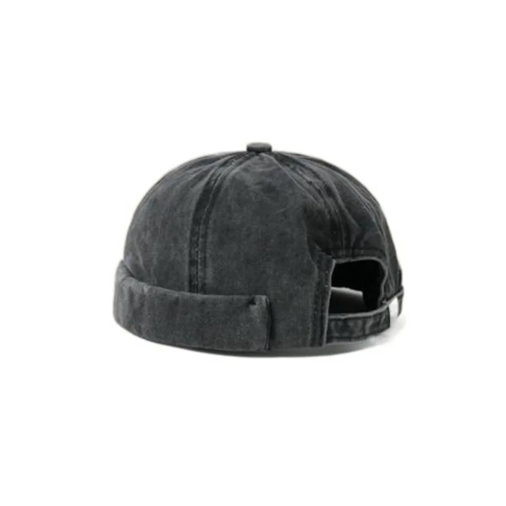 Washed Denim Brimless Cap Retro Vintage