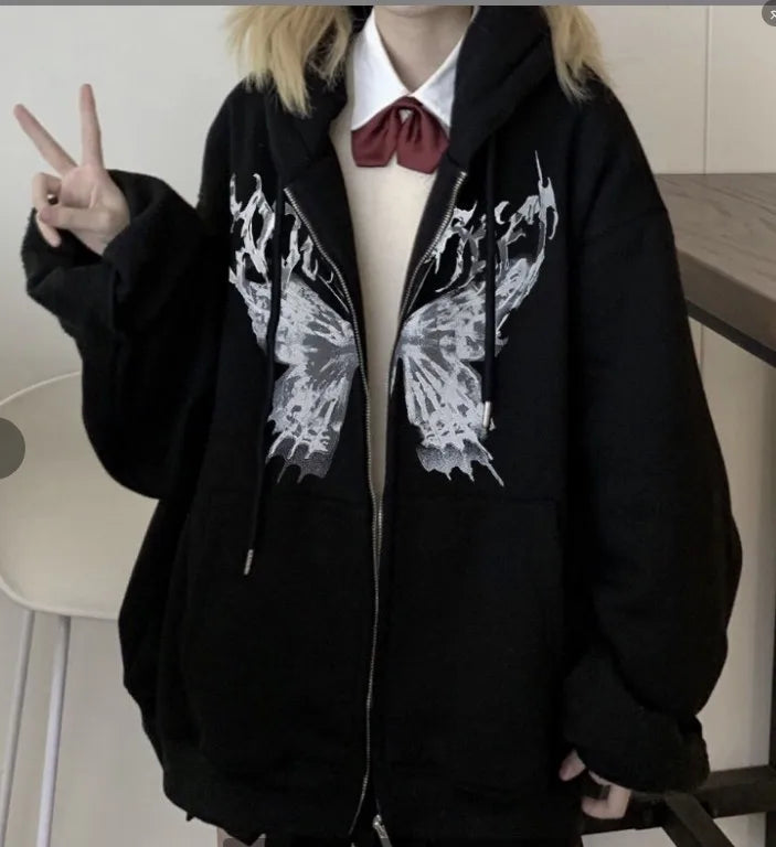 Skeleton Print Bones Zip Hoodie