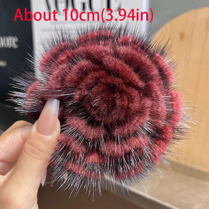 Women's Scarf Decorative Real Mink Fur Brooch Clothes Accessories High-end Flower Brooch Sweater Pin