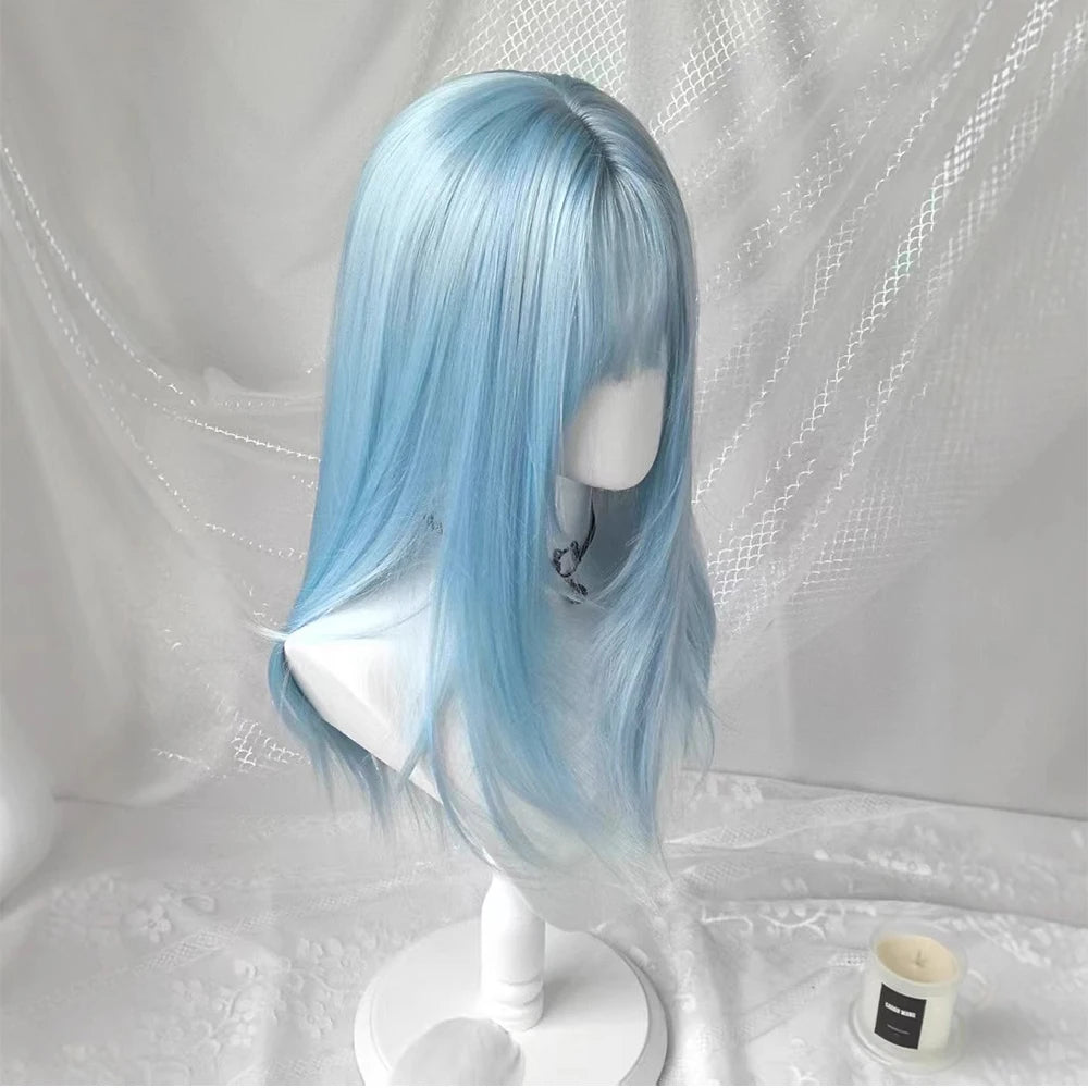 Cosplay Wig with Bangs Middle Long Straight Wig Lolita