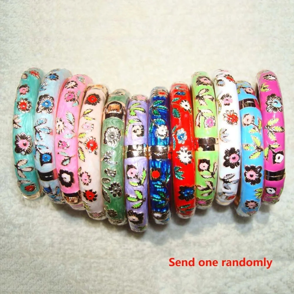 Fashion Ethnic Cloisonne Enamel Gifts For Women Girl Handicraft Peony Accessories Jewelry Bracelet Bangles
