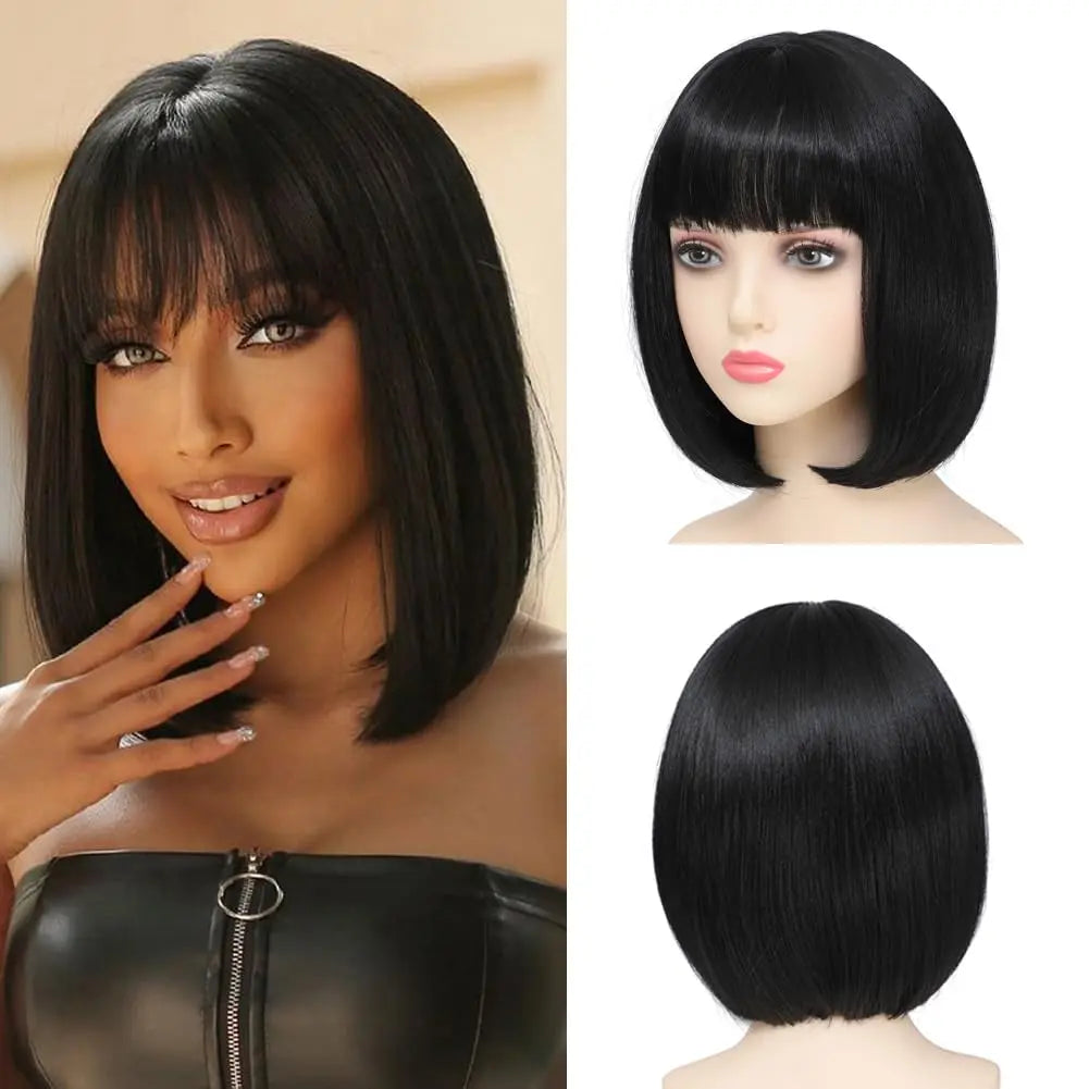 Orange bob hairstyle synthetic wig