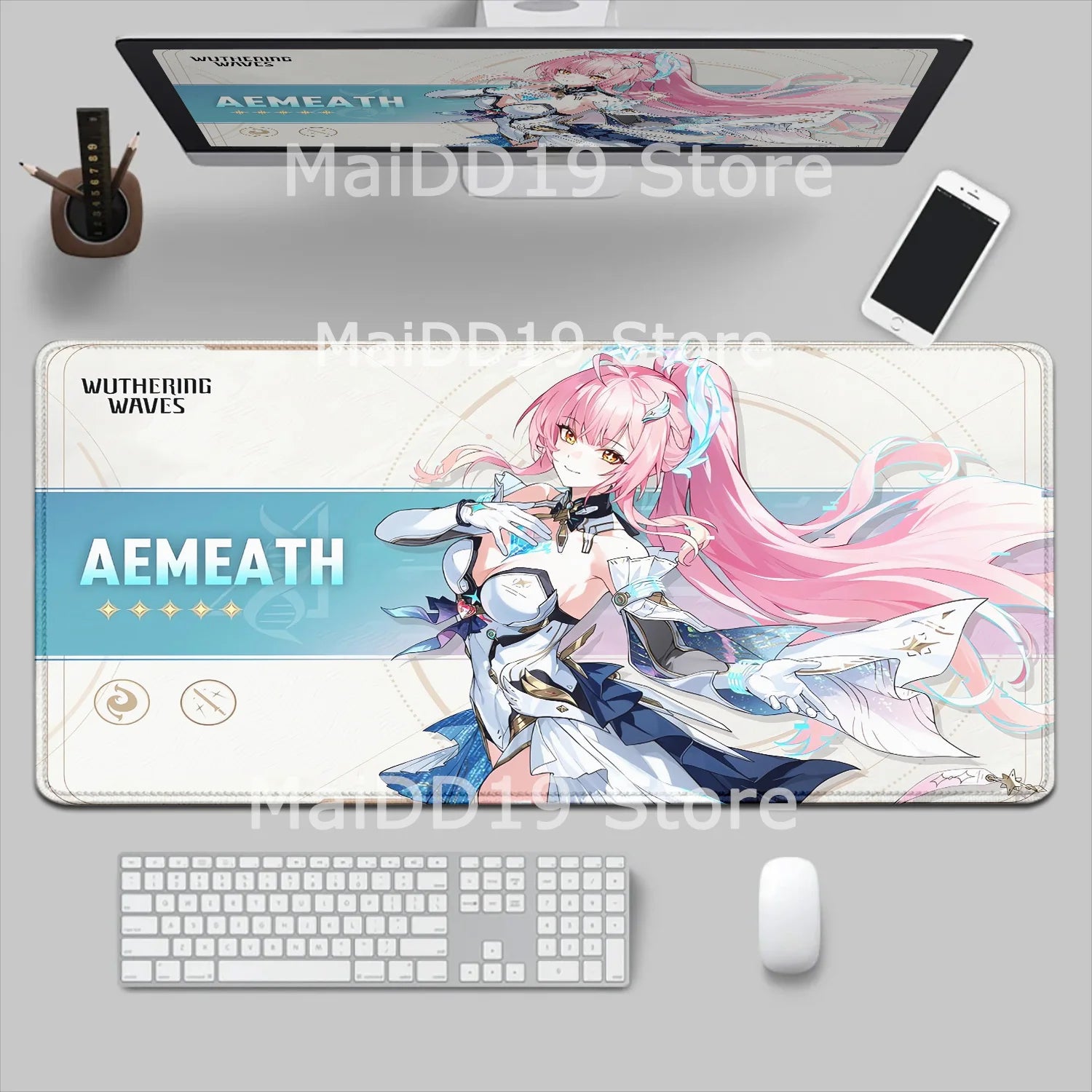 Mouse Pad Laptop Gaming Accessories Keyboard Pad Wuthering Waves Aemeath Chisa Mousepad PC Anime Girl Jinhsi Cute Desk Mouse Mat