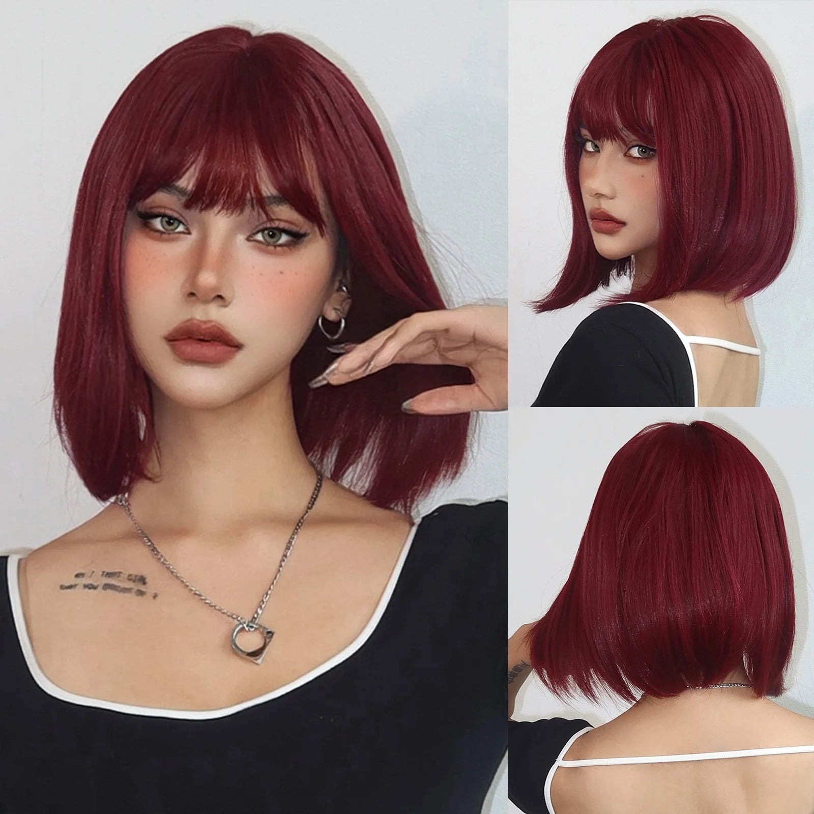 Orange synthetic wig with big waves for party,