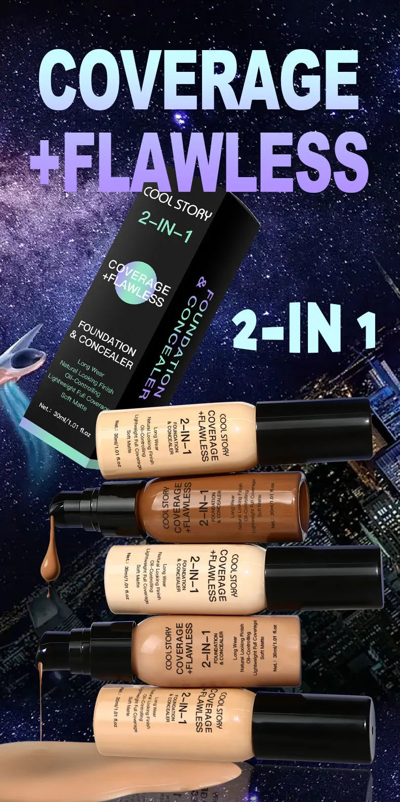 10 Shade Full Coverage Concealer Liquid Foundation makeup high coverage Base makeup  Foundation cream Natural Matte