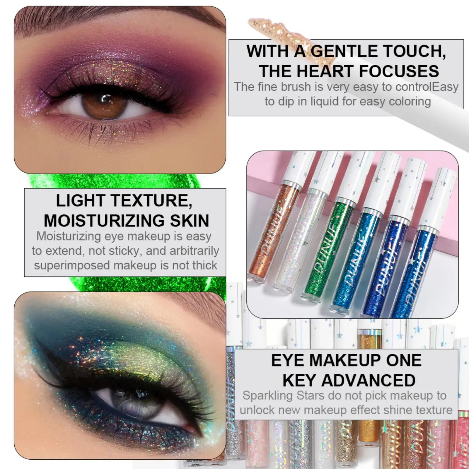 1PC Glittering Liquid Eyeliner and Eyeshadow, Smooth, Shimmering, Brightening, Waterproof,Suitable for Festivals/carnivals/party