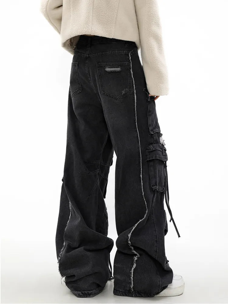 Trashy Y2K Streetwear Baggy Ripped Cargo Jeans