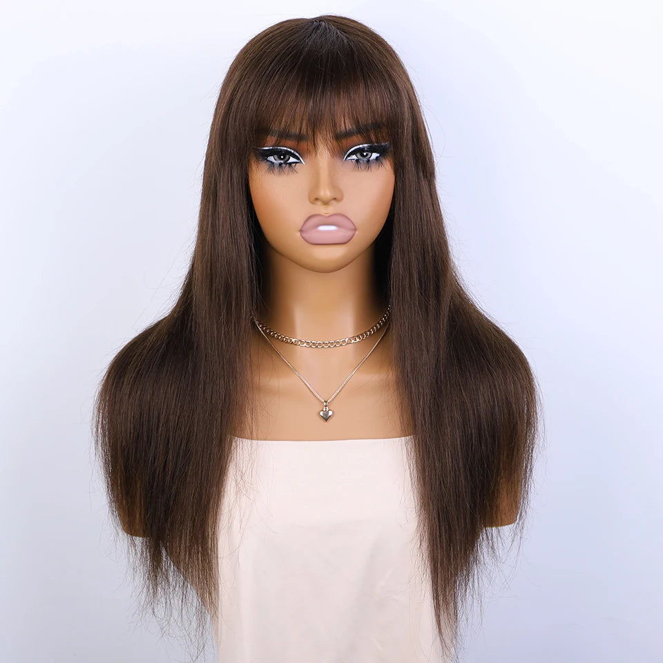 Lekker Chocolate Brown Long Straight 100% Human Hair Wig