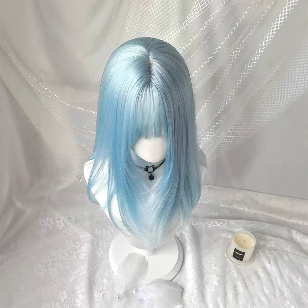 Cosplay Wig with Bangs Middle Long Straight Wig Lolita
