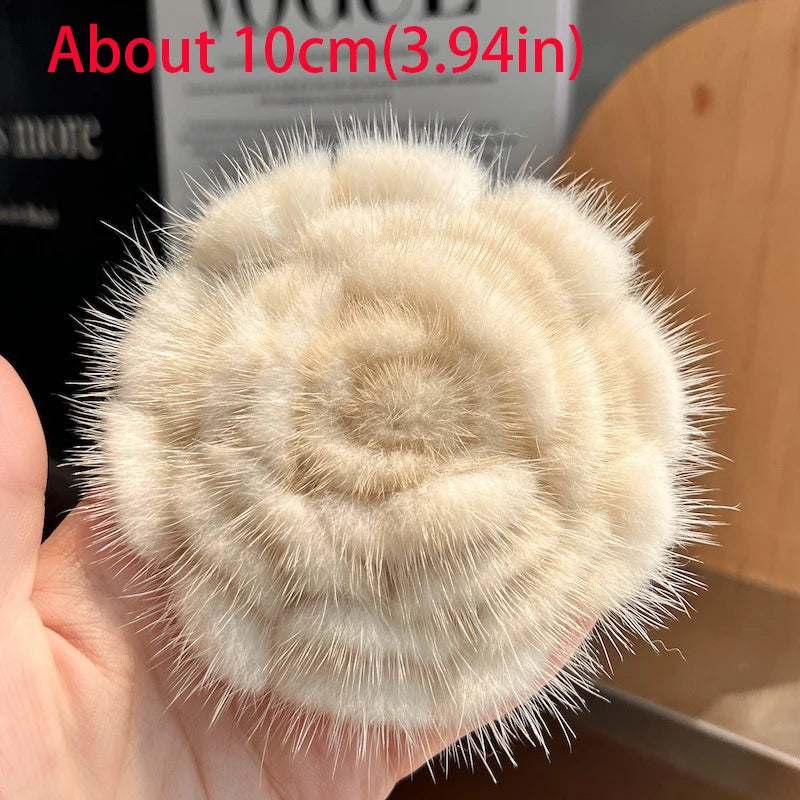 Women's Scarf Decorative Real Mink Fur Brooch Clothes Accessories High-end Flower Brooch Sweater Pin