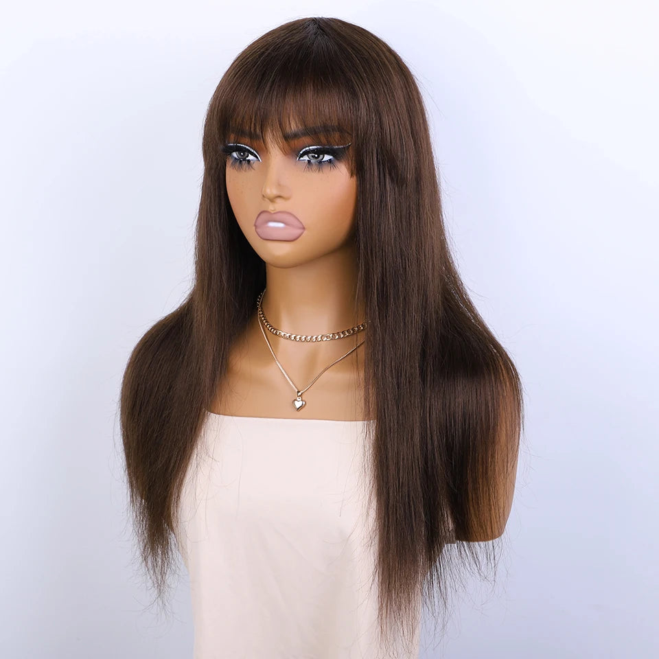 Lekker Chocolate Brown Long Straight 100% Human Hair Wig