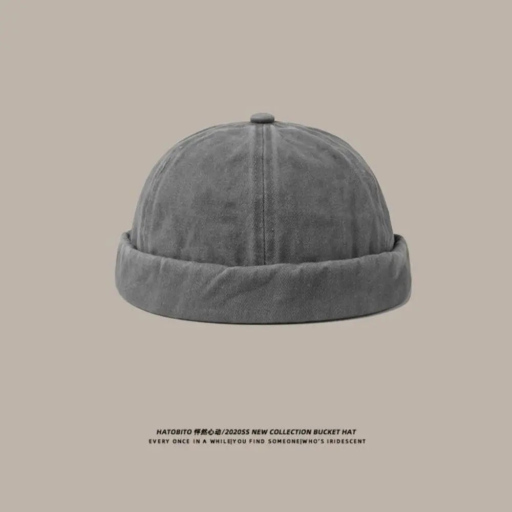 Washed Denim Brimless Cap Retro Vintage