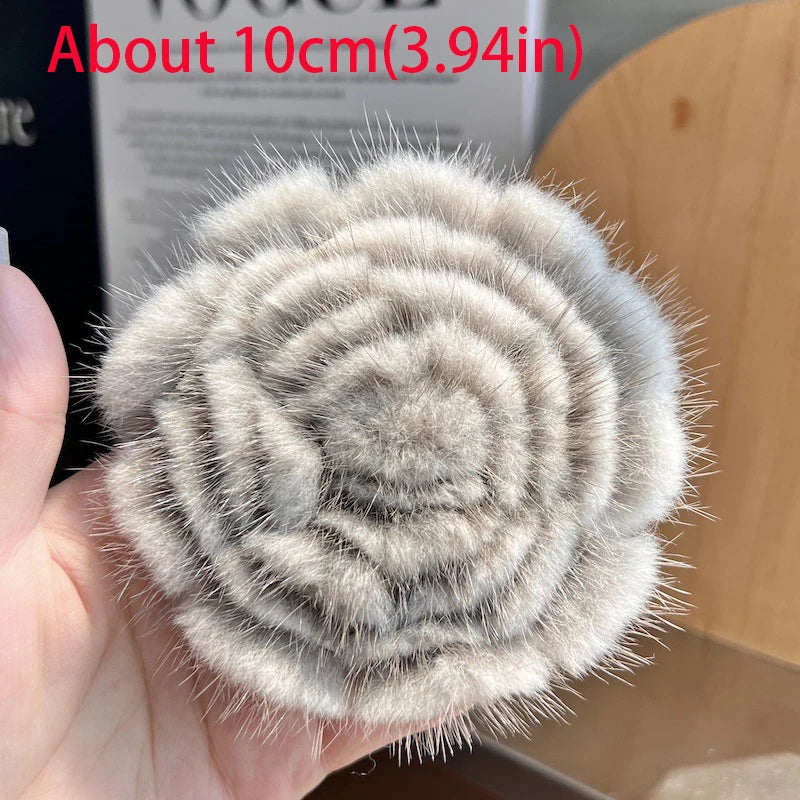 Women's Scarf Decorative Real Mink Fur Brooch Clothes Accessories High-end Flower Brooch Sweater Pin