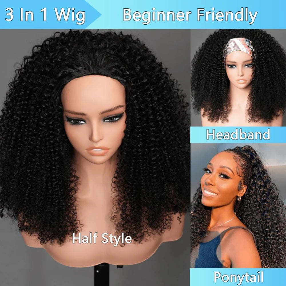 Half Wig 200% Density Remy Hair Headband Wig