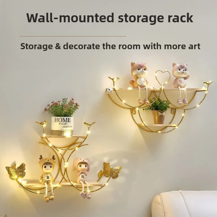 Luminous Wall Shelf Organizers Storage Living Room Bedroom Shelves Wall Decoration Hanging Display Stand Racks Home Decor