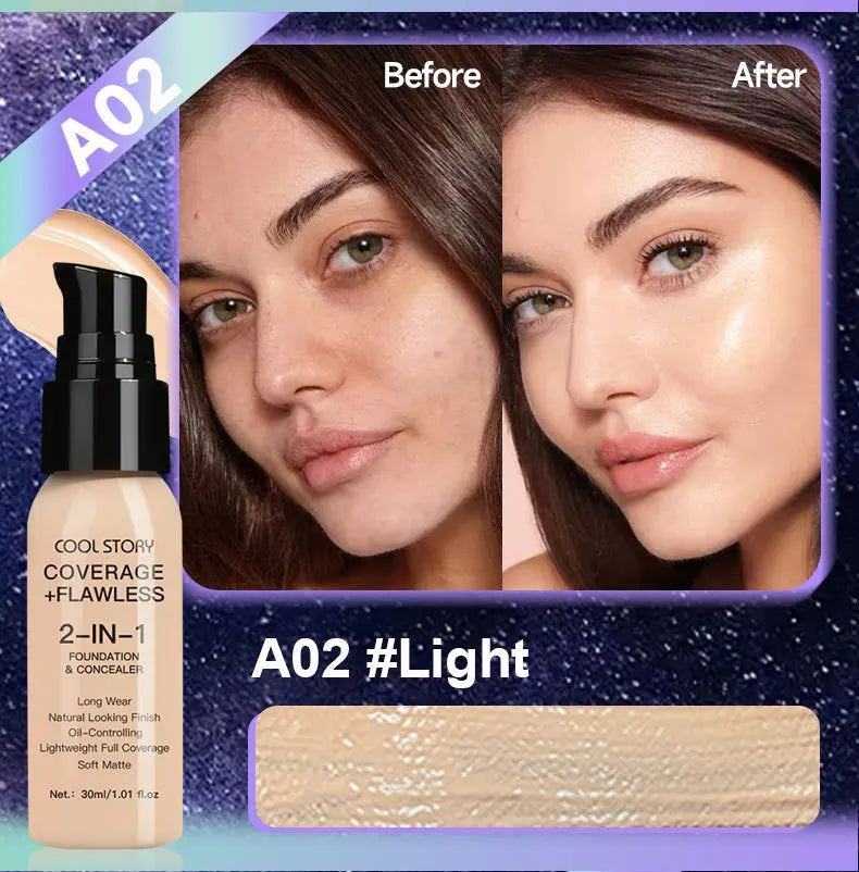 10 Shade Full Coverage Concealer Liquid Foundation makeup high coverage Base makeup  Foundation cream Natural Matte