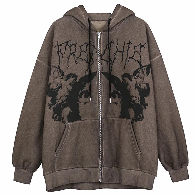 Skeleton Print Bones Zip Hoodie