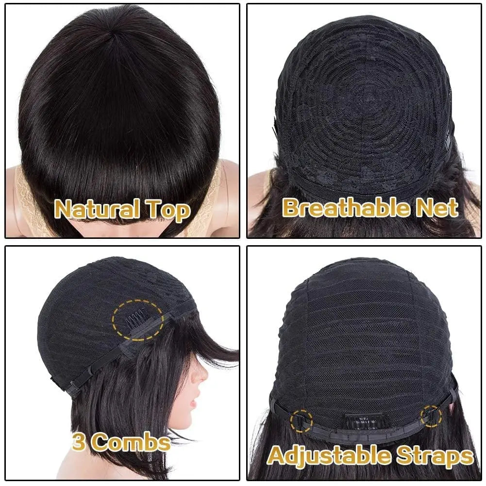 Peruvian Human Hair Wig With Bangs