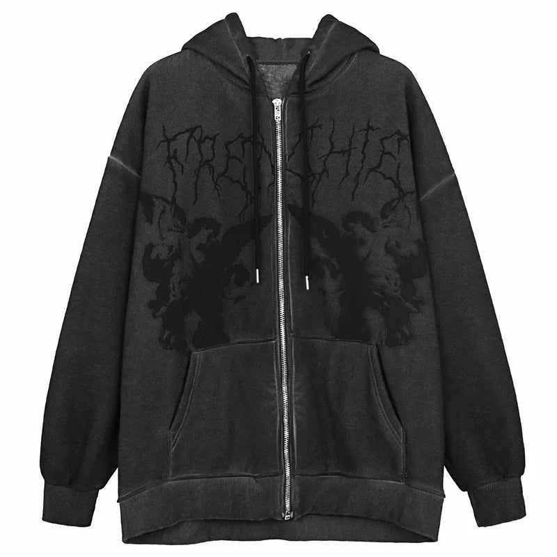 Skeleton Print Bones Zip Hoodie
