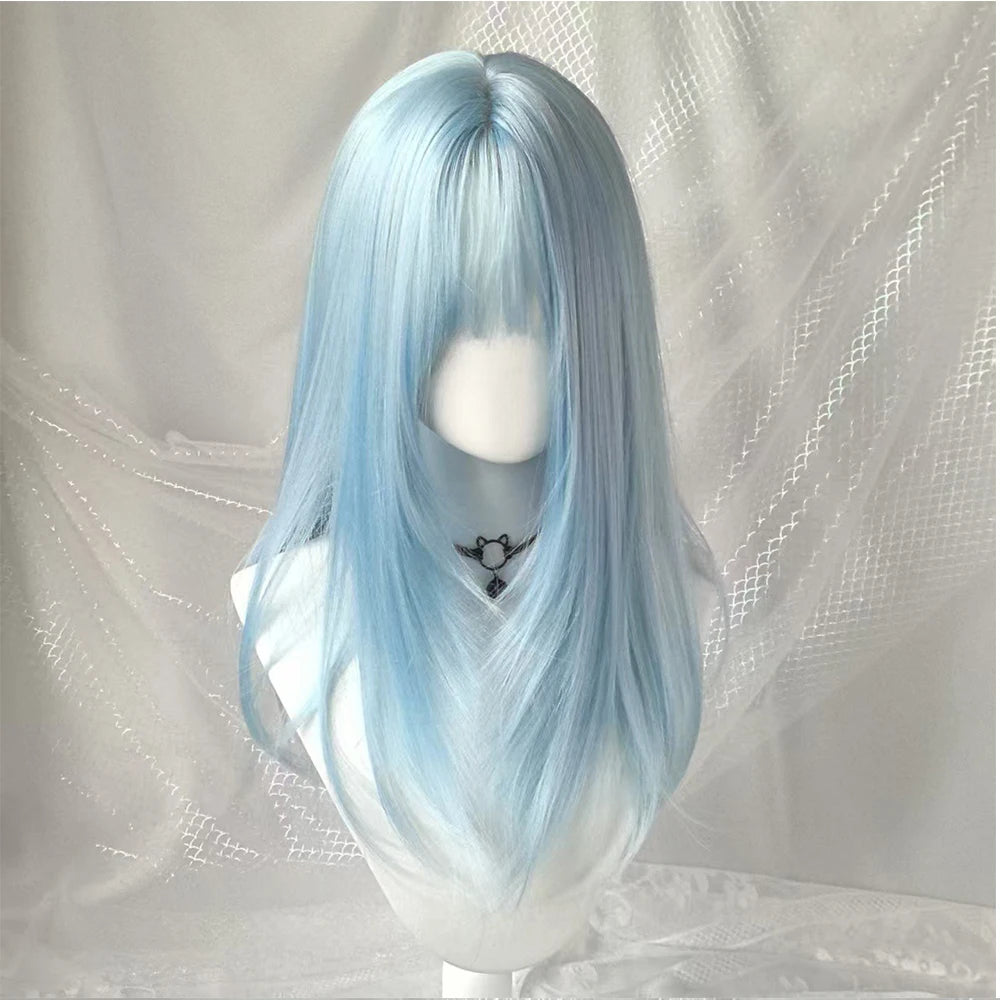 Cosplay Wig with Bangs Middle Long Straight Wig Lolita