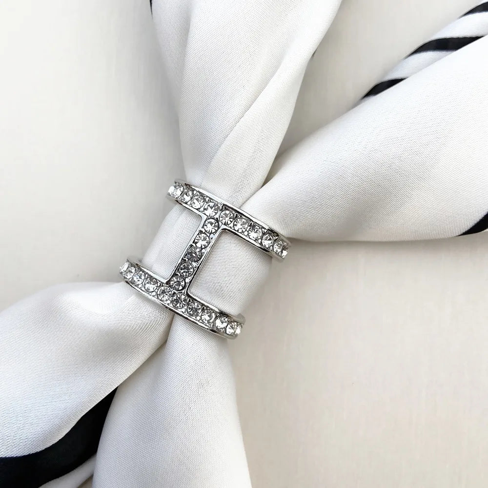 Fashion Crystal Metal Scarves Buckle Ring Women Pearl Flower Buckle For Silk Shawl Female Wedding Jewelry Party Gift