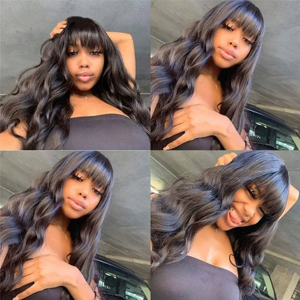 Peruvian Human Hair Wig With Bangs